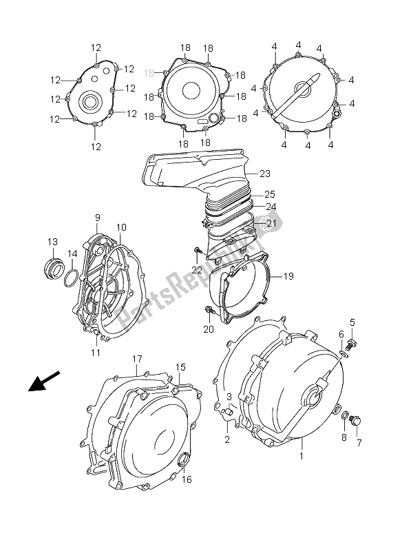 All parts for the Crankcase Cover of the Suzuki AN 650A Burgman Executive 2006