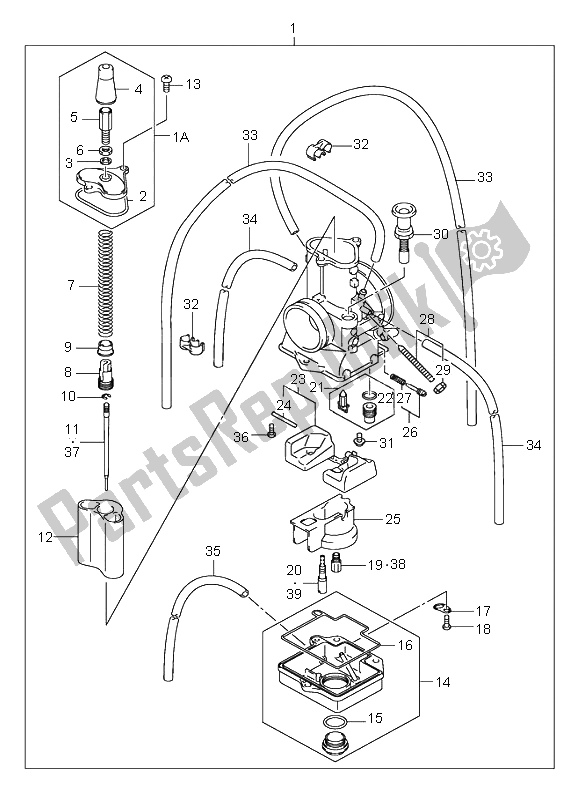 All parts for the Carburetor of the Suzuki RM 125 2001