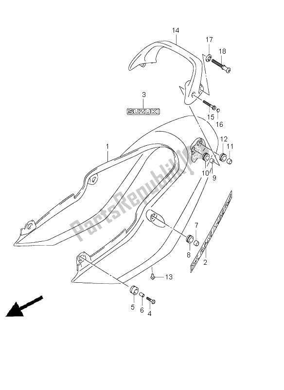 Tutte le parti per il Coprisella Posteriore (gsf1200s) del Suzuki GSF 1200 NSZ Bandit 2004