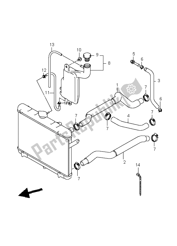 All parts for the Radiator Hose of the Suzuki LT A 700X Kingquad 4X4 2006