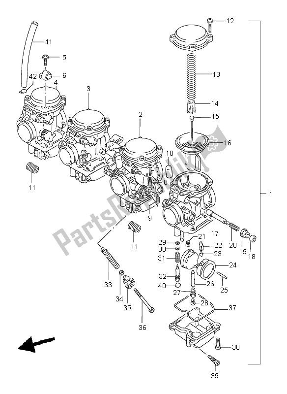 All parts for the Carburetor of the Suzuki GSF 600N Bandit 1996