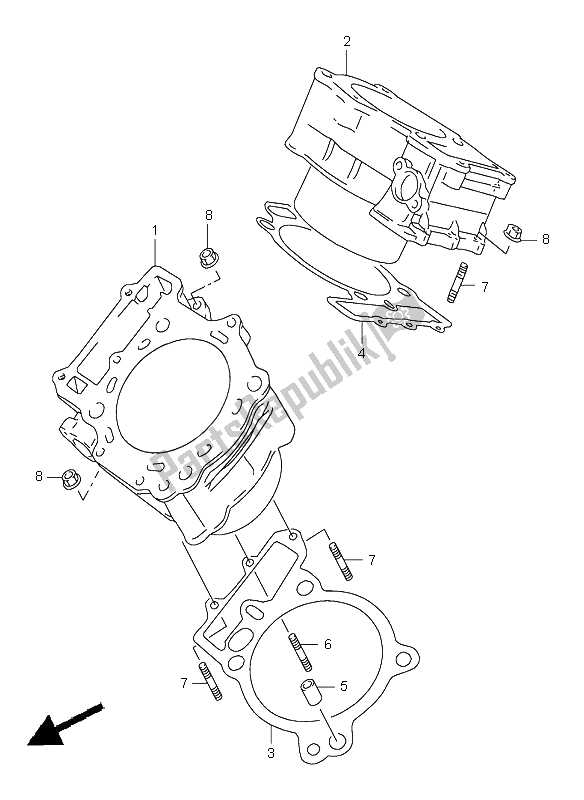 All parts for the Cylinder of the Suzuki TL 1000S 1999