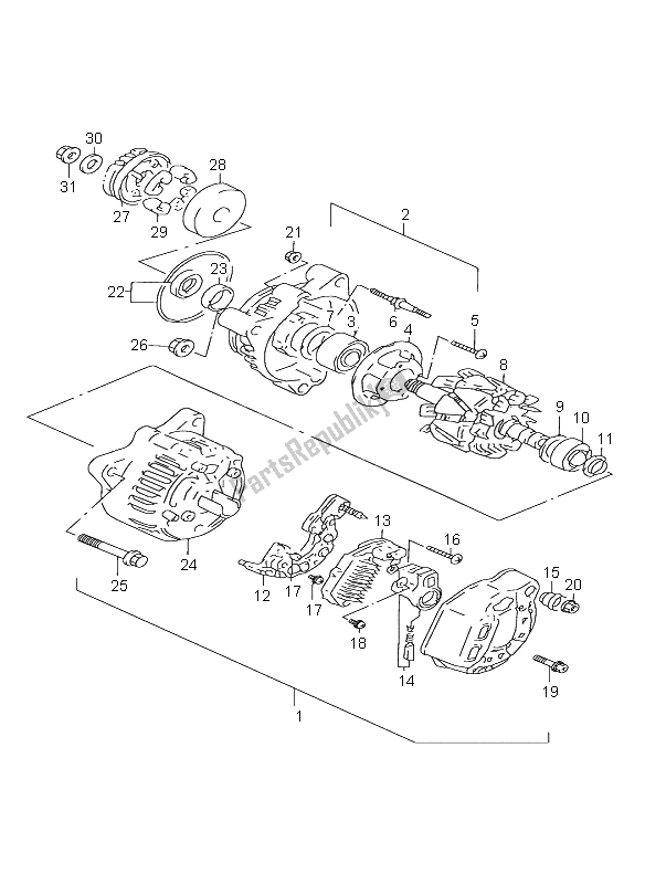 Toutes les pièces pour le Alternateur du Suzuki GSX 750 2001