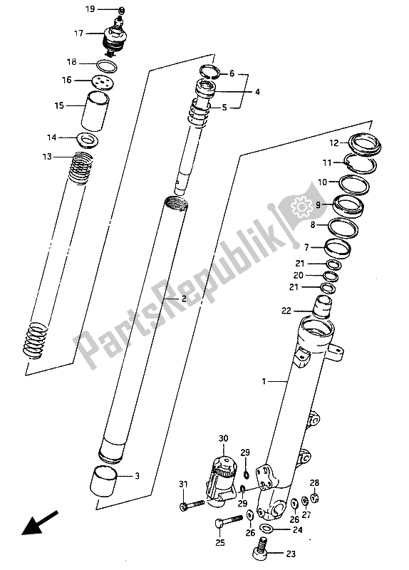 Todas las partes para Amortiguador Delantero Derecho de Suzuki RG 250 Cffc Gamma 1987