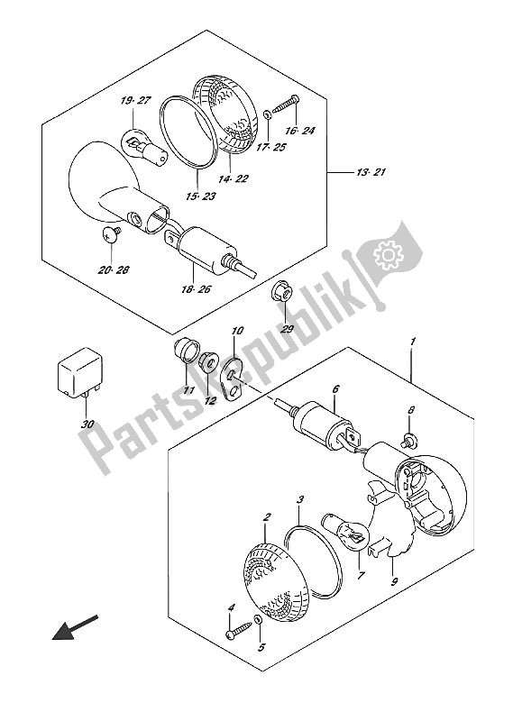 Alle onderdelen voor de Richtingaanwijzer Lamp van de Suzuki RV 200 2016