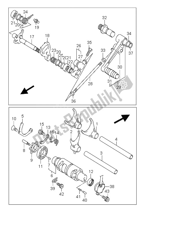 All parts for the Gear Shifting of the Suzuki GSX 1300R Hayabusa 2005