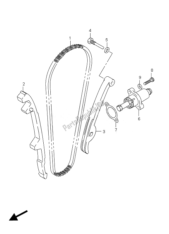 All parts for the Cam Chain of the Suzuki LT A 450 XZ Kingquad 4X4 2010