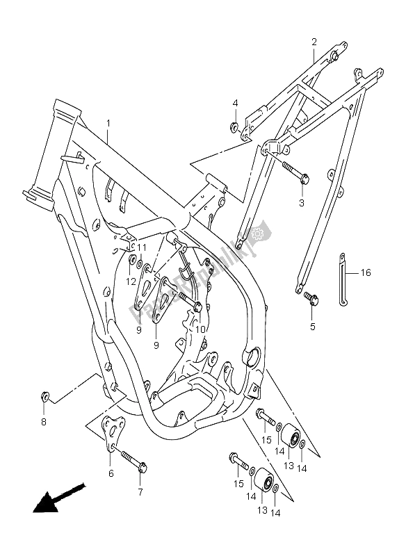 Tutte le parti per il Telaio del Suzuki RM 250 2003
