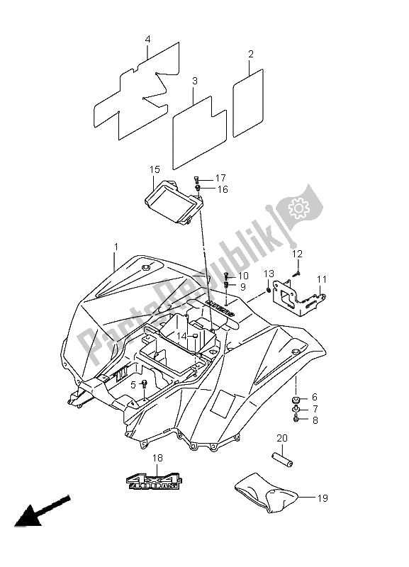 All parts for the Rear Fender (lt-a400f P33) of the Suzuki LT A 400 FZ Kingquad ASI 4X4 2011