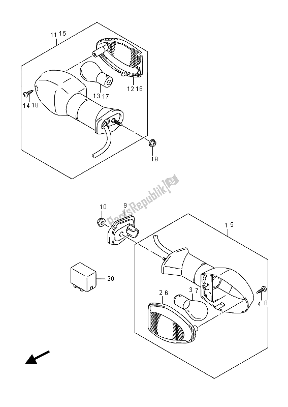 Todas las partes para Lámpara De Señal De Giro de Suzuki DL 650A V Strom 2015