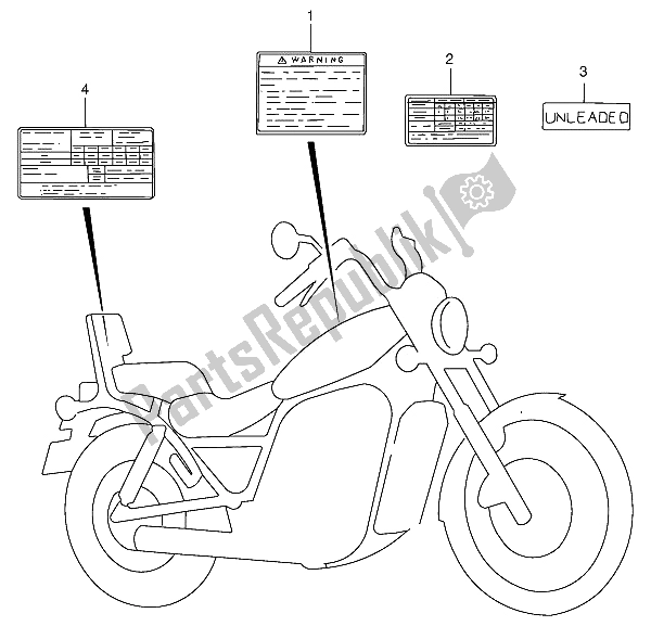 All parts for the Warning Label of the Suzuki VS 800 GL Intruder 1992