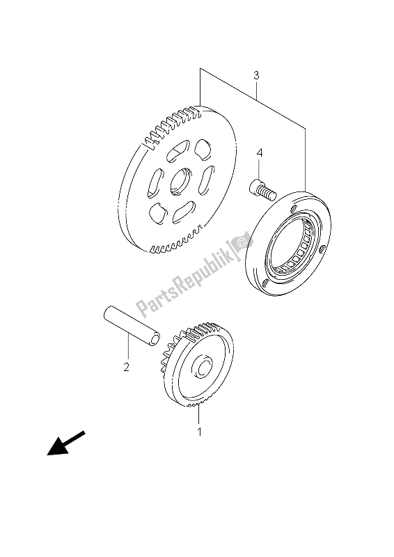 All parts for the Starter Clutch of the Suzuki UH 200 Burgman Executive 2011