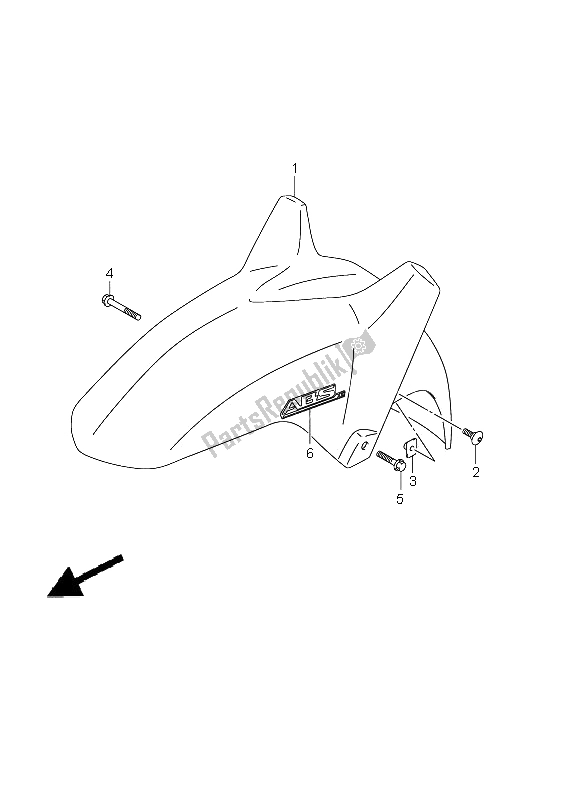 All parts for the Front Fender (dl650a E2) of the Suzuki DL 650A V Strom 2011