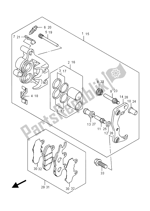 Todas las partes para Pinza Delantera de Suzuki Burgman AN 400 AZA 2015