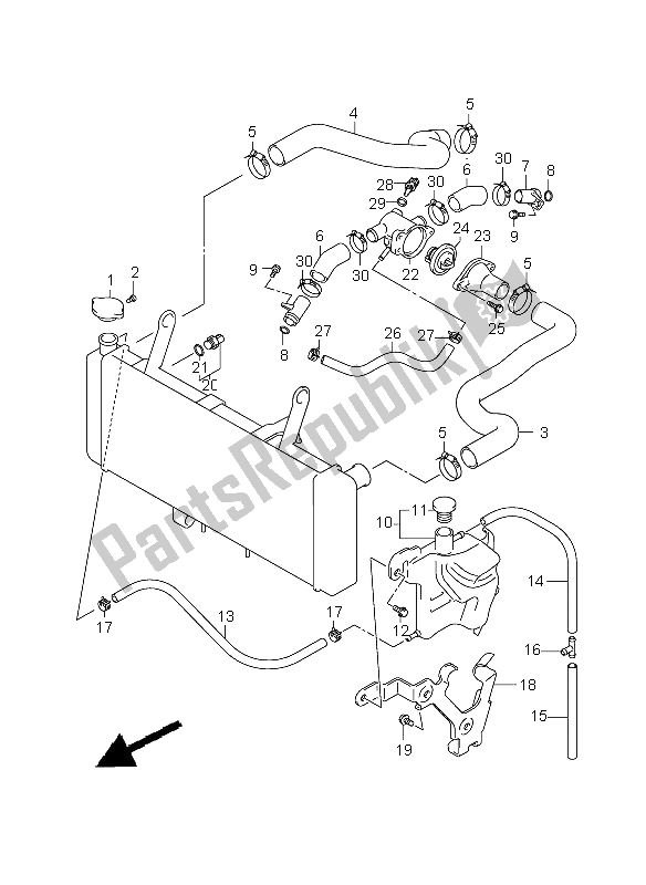 All parts for the Radiator Hose of the Suzuki SV 650 Nsnasa 2009