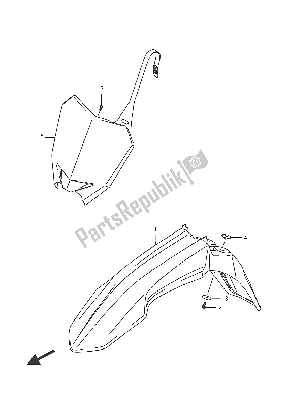 All parts for the Front Fender of the Suzuki RM Z 250 2016