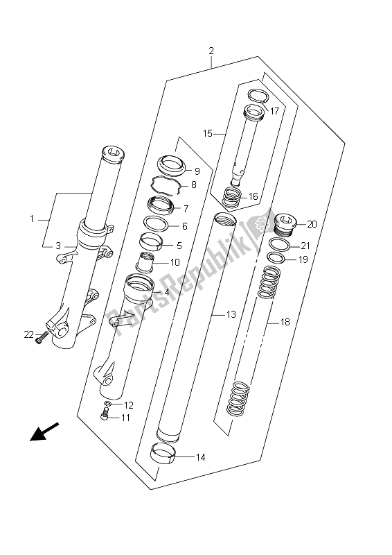 Tutte le parti per il Ammortizzatore Forcella Anteriore (an400a-za) del Suzuki Burgman AN 400 AZA 2009