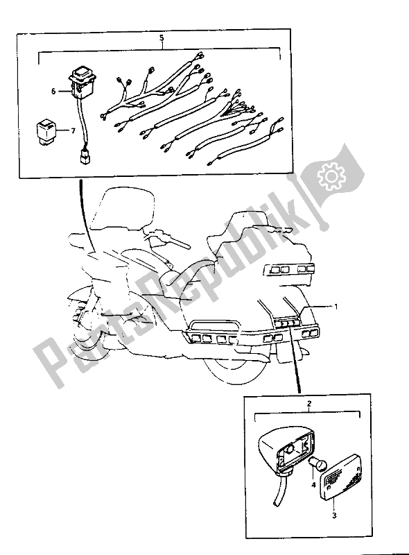 All parts for the Tail Marker Lamp & Harness Set of the Suzuki GV 1400 Gdgcgt 1986
