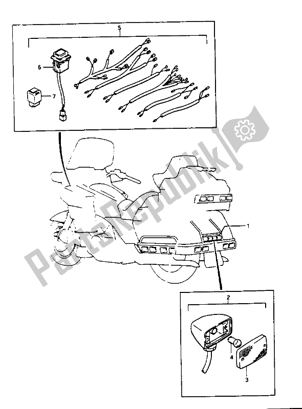 Alle onderdelen voor de Staartmarkeringslamp En Harnasset van de Suzuki GV 1400 Gdgcgt 1986