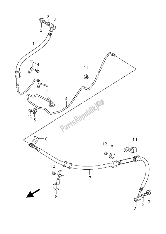 Tutte le parti per il Tubo Freno Posteriore (an650a) del Suzuki AN 650A Burgman Executive 2007