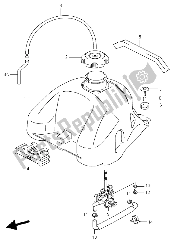 All parts for the Fuel Tank of the Suzuki LT F 250 Ozark 2002