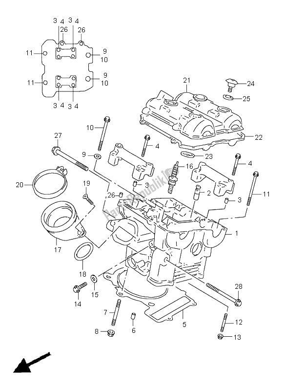 Toutes les pièces pour le Culasse Arrière du Suzuki TL 1000S 1999