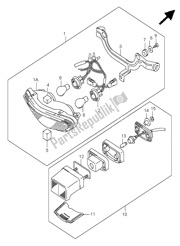 All parts for the Tail Lamp of the Suzuki DL 1000 V Strom 2002