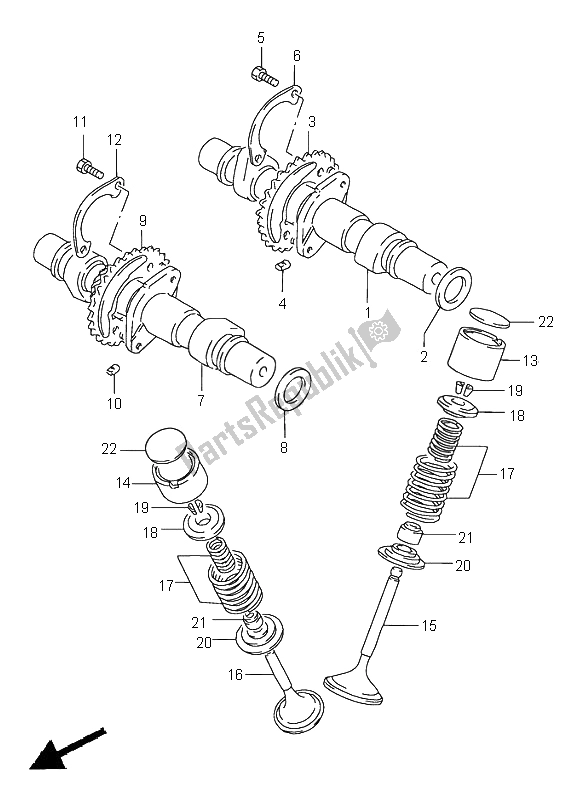 Todas las partes para Eje De Levas Y Válvula de Suzuki GS 500 2002