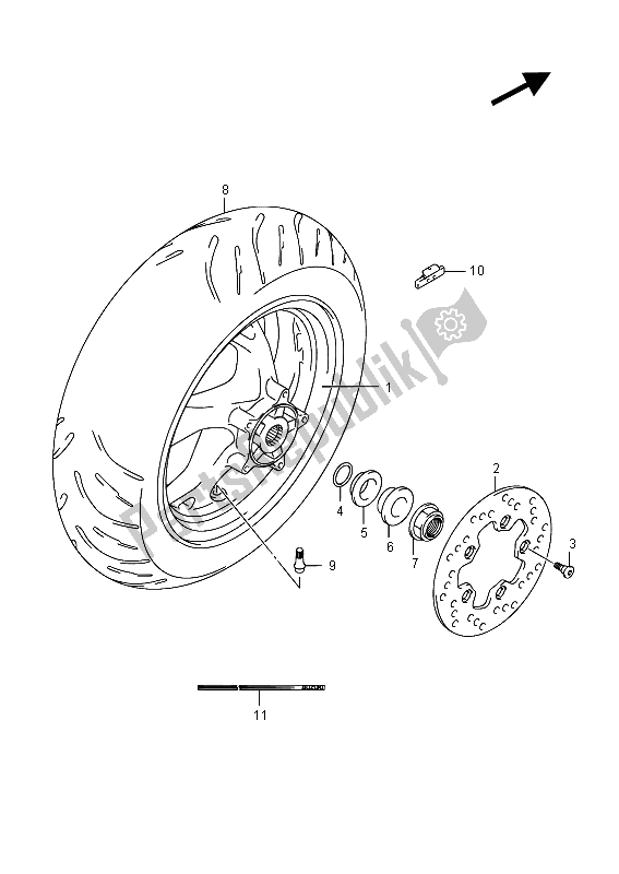 Alle onderdelen voor de Achterwiel (an400 E19) van de Suzuki Burgman AN 400 AZA 2015