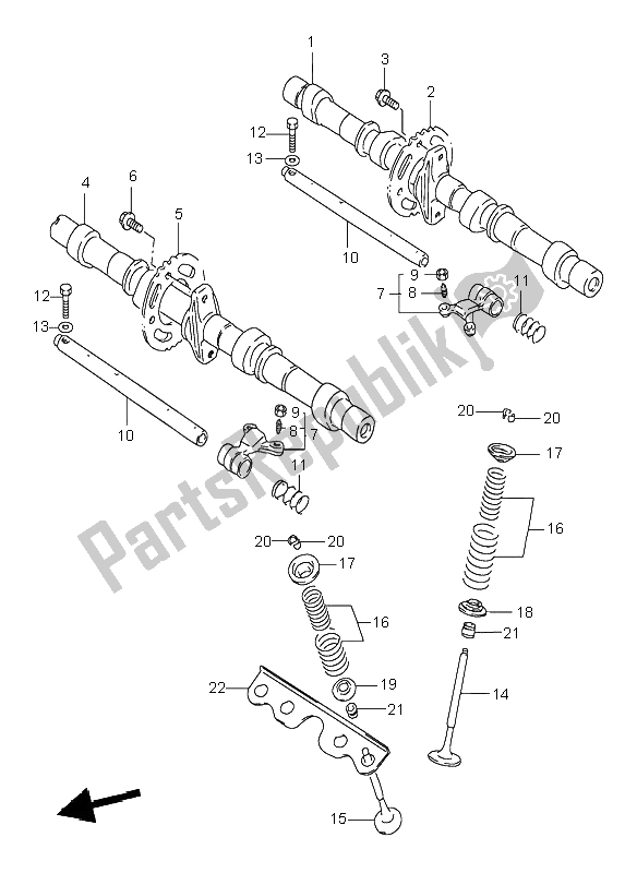 All parts for the Cam Shaft & Valve of the Suzuki GSF 600 NS Bandit 1998