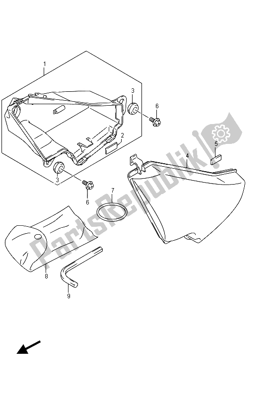 All parts for the Luggage Box of the Suzuki VZ 800 Intruder 2015