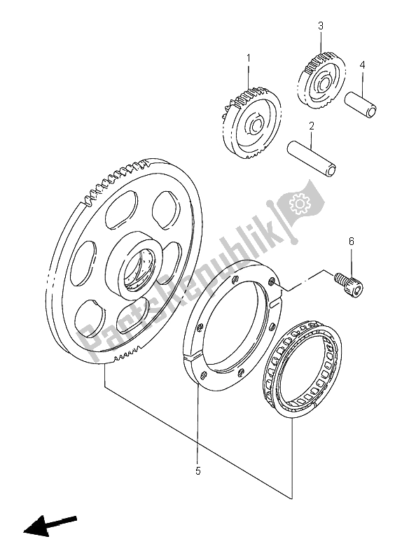 All parts for the Starter Clutch of the Suzuki VS 800 Intruder 1996