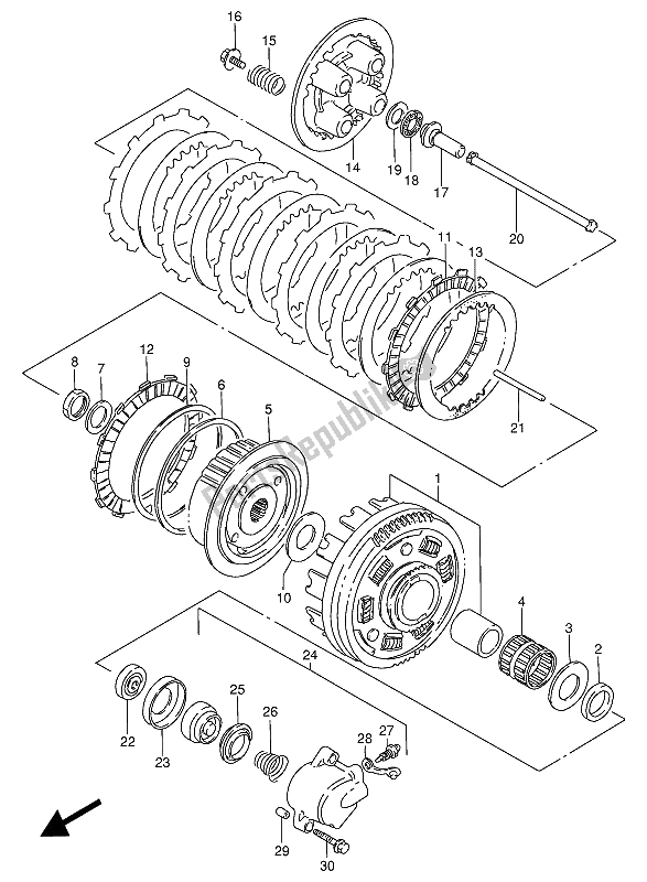 Toutes les pièces pour le Embrayage du Suzuki VS 800 GL Intruder 1994