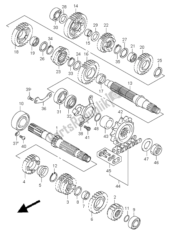 All parts for the Transmission of the Suzuki DL 1000 V Strom 2005