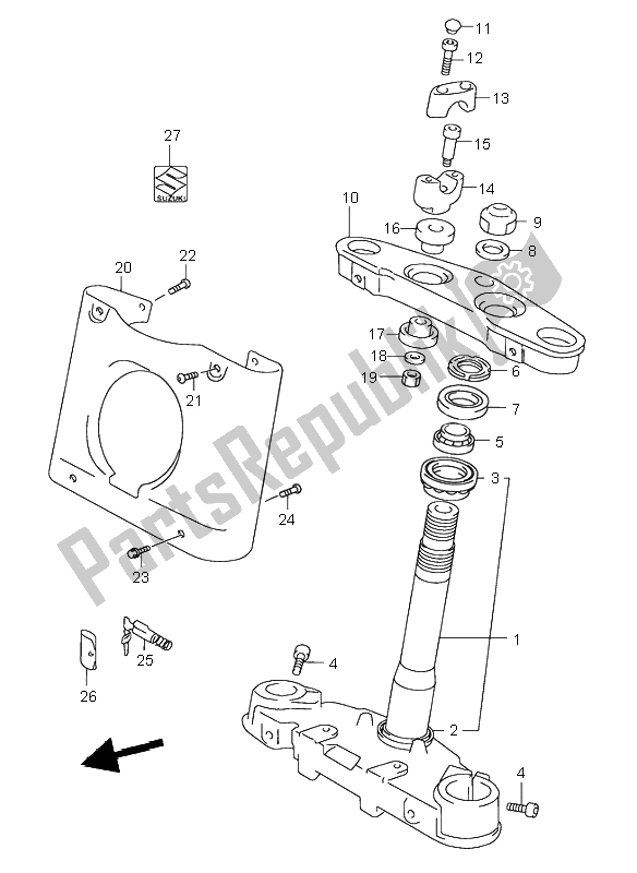 All parts for the Steering Stem of the Suzuki VL 1500 Intruder LC 2002