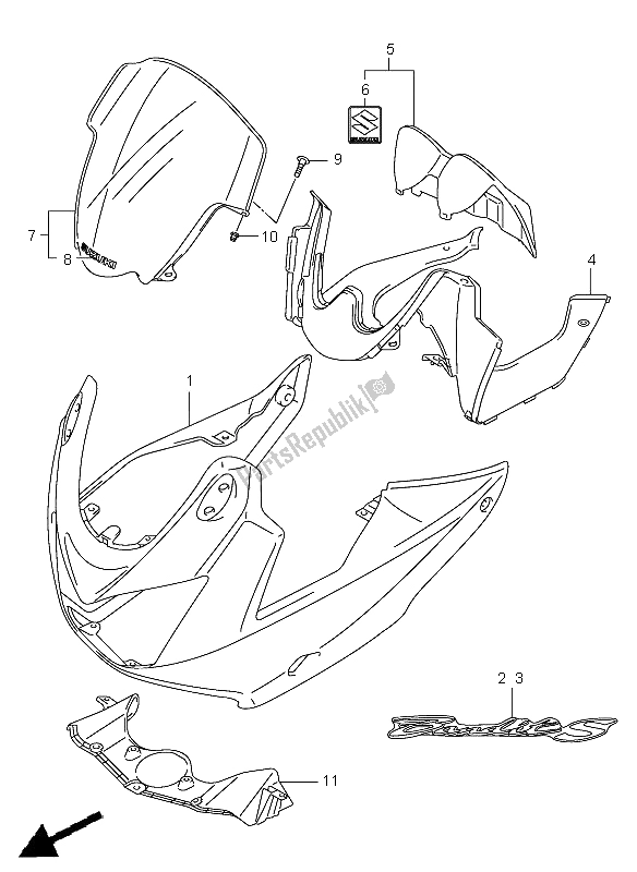 All parts for the Cowling (gsf650s-su-sa-sau) of the Suzuki GSF 650 Nsnasa Bandit 2005