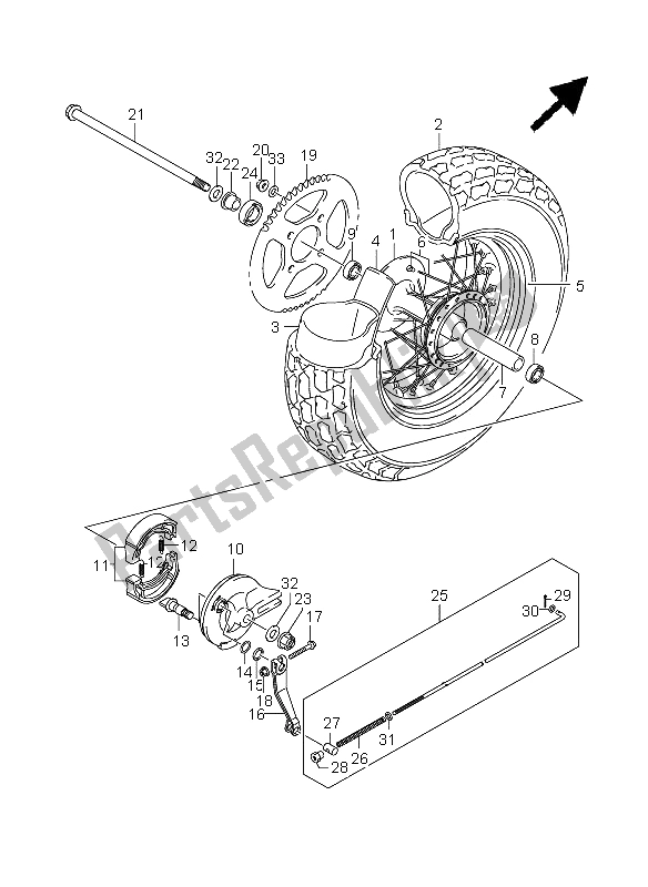 All parts for the Rear Wheel of the Suzuki RV 125 Vanvan 2009