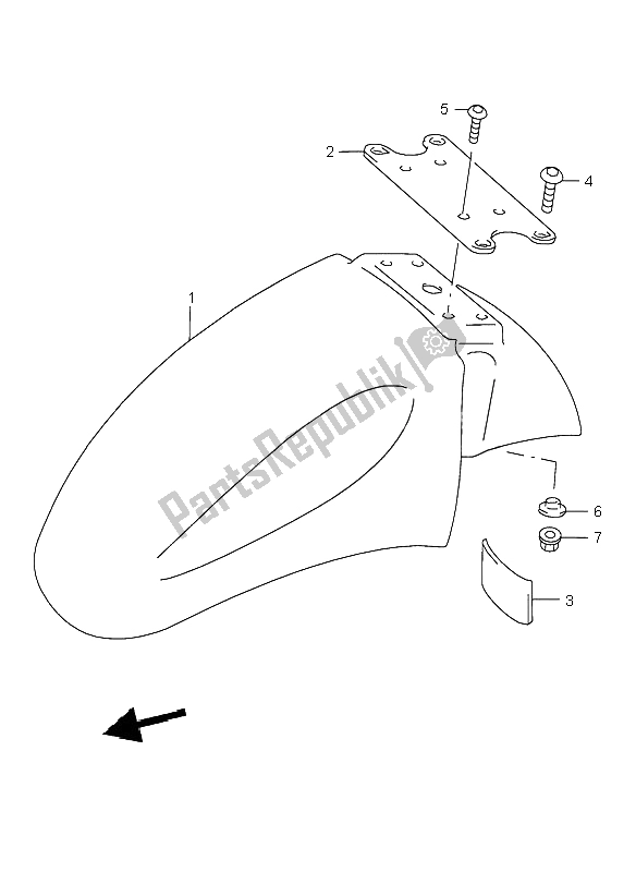 Tutte le parti per il Parafango Anteriore del Suzuki GSX 600F 1999
