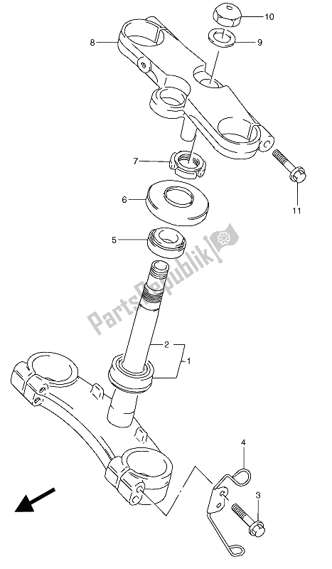 All parts for the Steering Stem of the Suzuki RGV 250 1993
