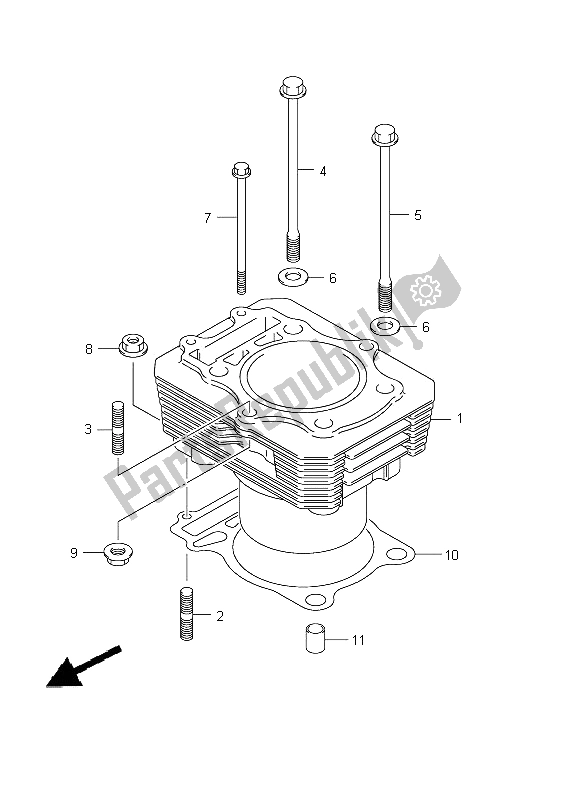 All parts for the Cylinder of the Suzuki LT A 400Z Kingquad ASI 4X4 2012