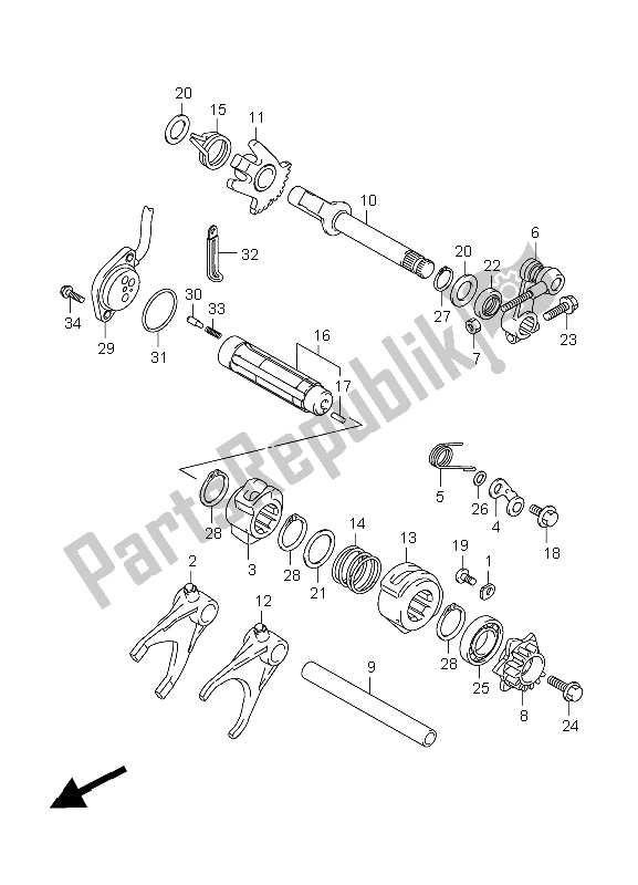 All parts for the Gear Shifting of the Suzuki LT A 750 XZ Kingquad AXI 4X4 2009