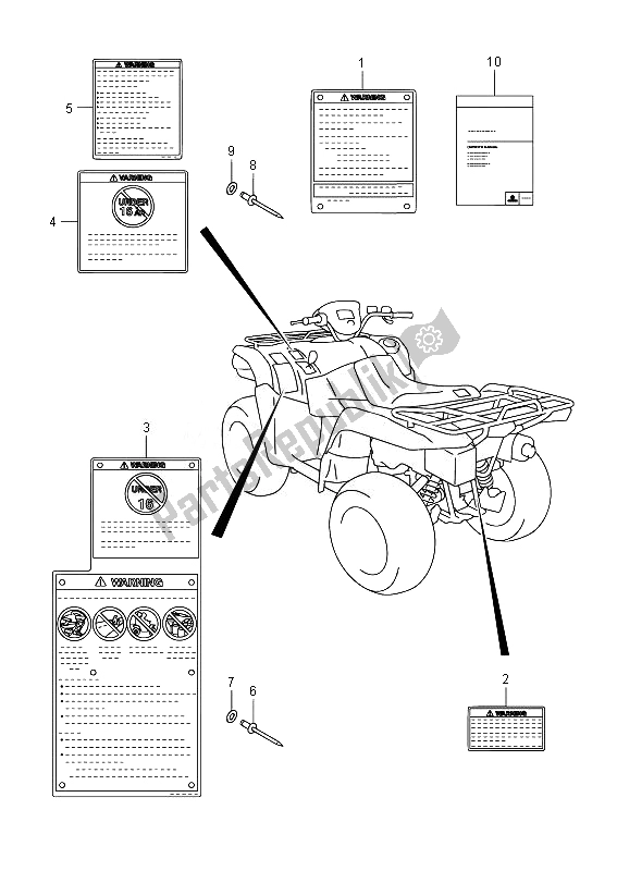 All parts for the Label of the Suzuki LT A 750 XZ Kingquad AXI 4X4 2014