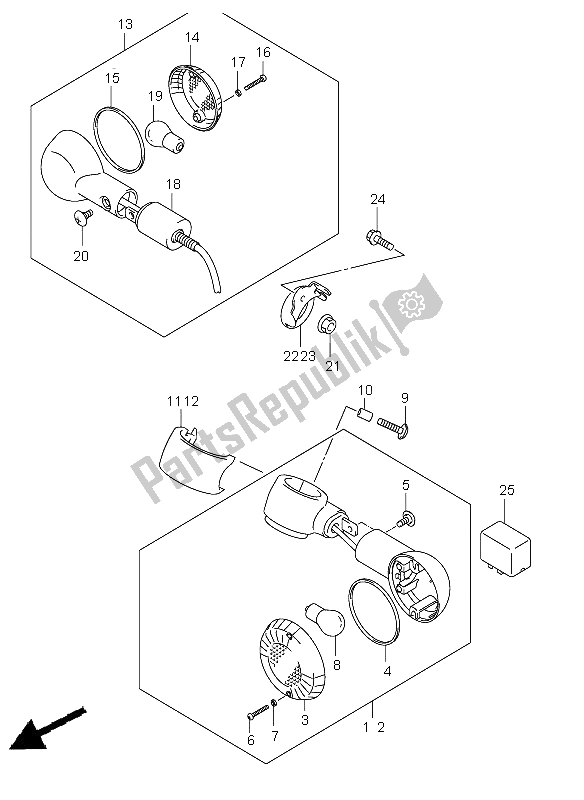 Todas las partes para Lámpara De Señal De Giro de Suzuki VL 250 Intruder 2005