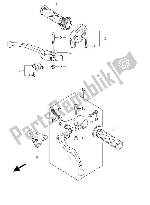 All parts for the Handle Lever of the Suzuki DL 650 V Strom 2006
