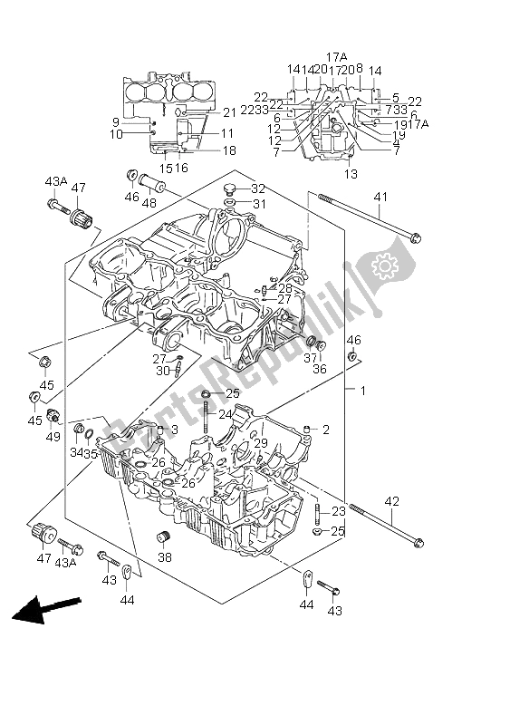 All parts for the Crankcase of the Suzuki GSF 600 NS Bandit 2000