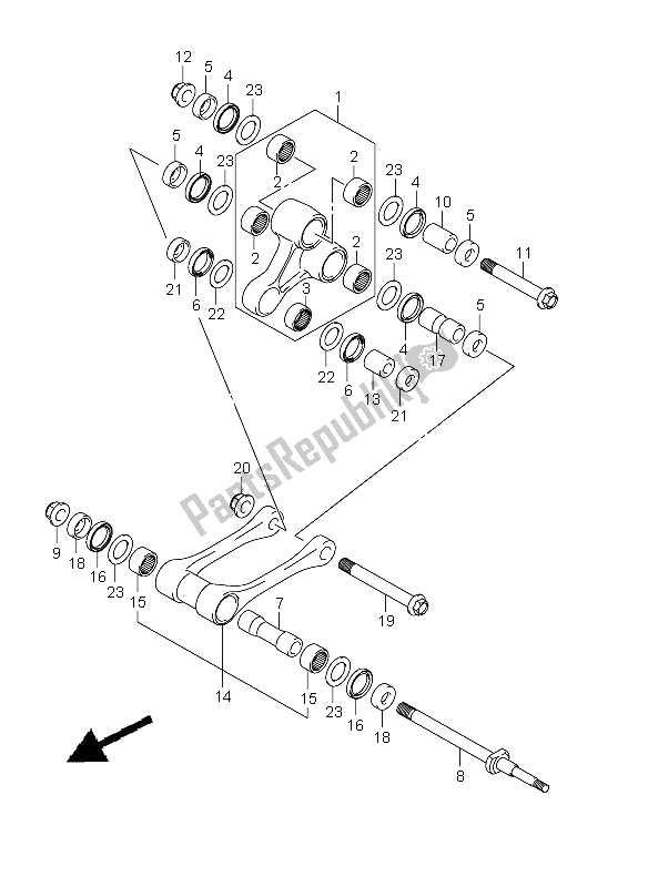 Tutte le parti per il Leva Del Cuscino Posteriore del Suzuki RMX 450Z 2011