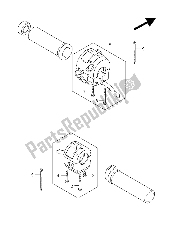 All parts for the Handle Switch of the Suzuki VZ 1500 Intruder 2009