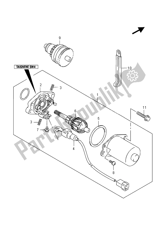 All parts for the Starting Motor of the Suzuki LT Z 50 Quadsport 2015