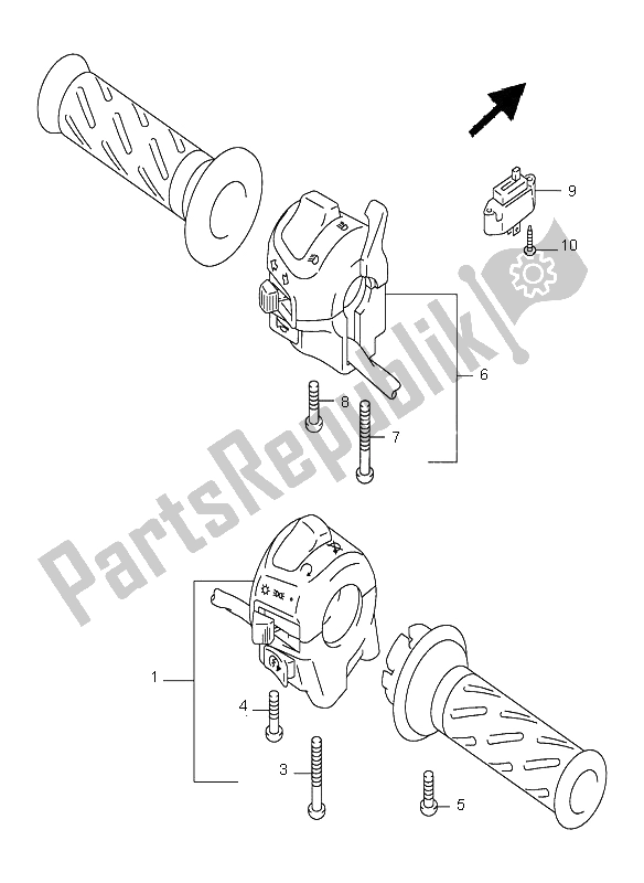 All parts for the Handle Switch of the Suzuki GS 500 2002