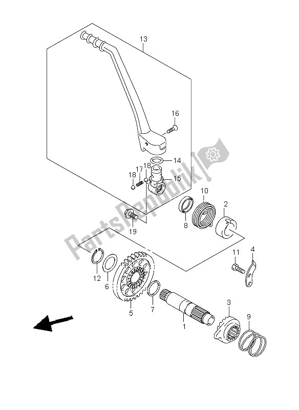 All parts for the Kick Starter of the Suzuki RM Z 250 2008